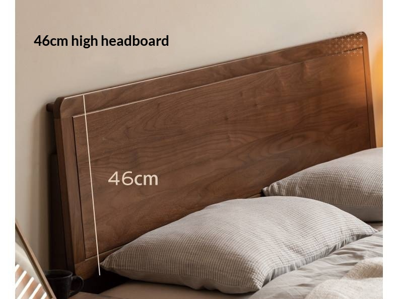 Black Walnut Solid Wood Bed — Modern Minimalist Large Slab Bed