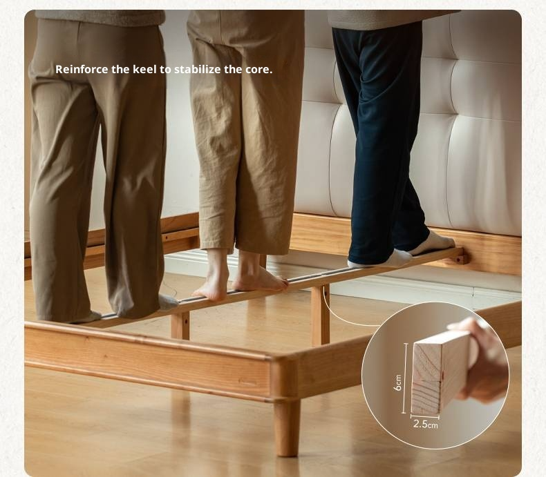 Cherry, Pine, Beech Solid Wood Bed Retro Vintage