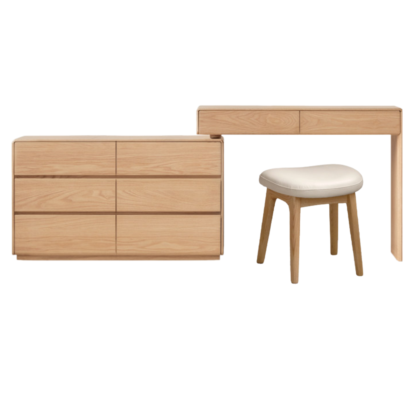 Oak, Ash Solid Wood Retractable Vanity Table Storage Cabinet.