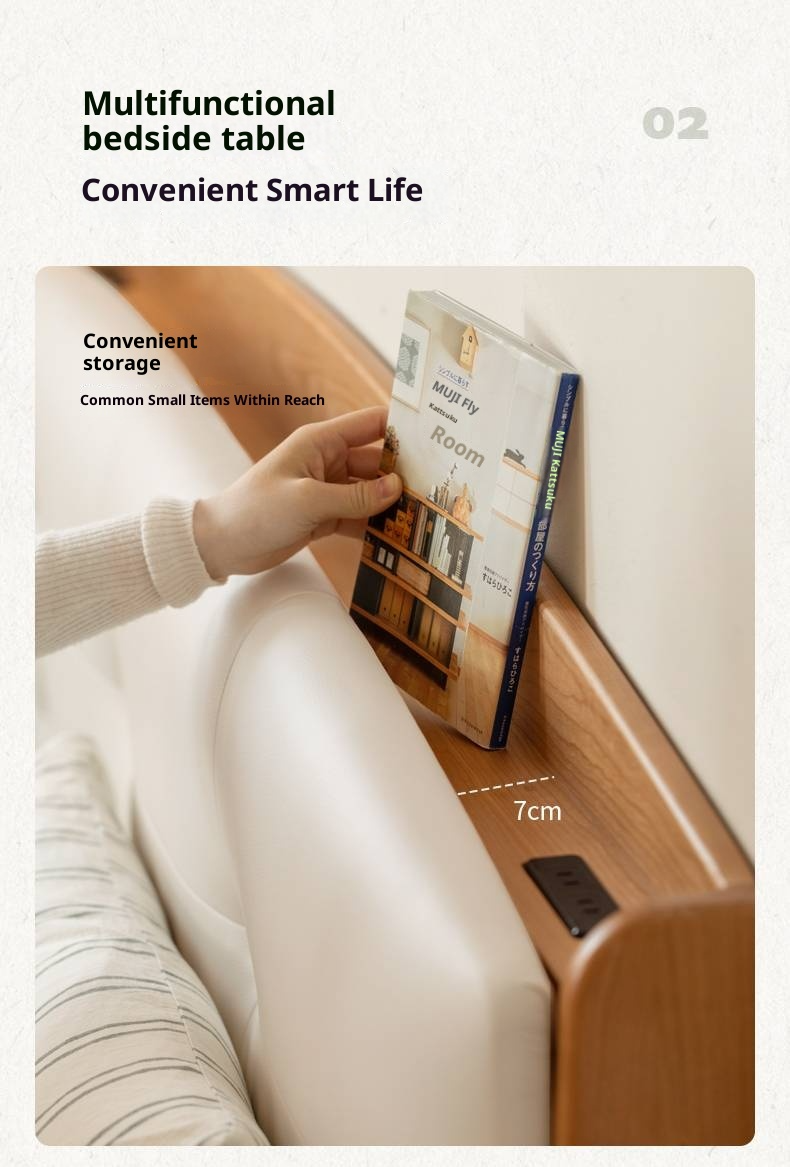 Cherry, Pine, Beech Solid Wood Bed Retro Vintage