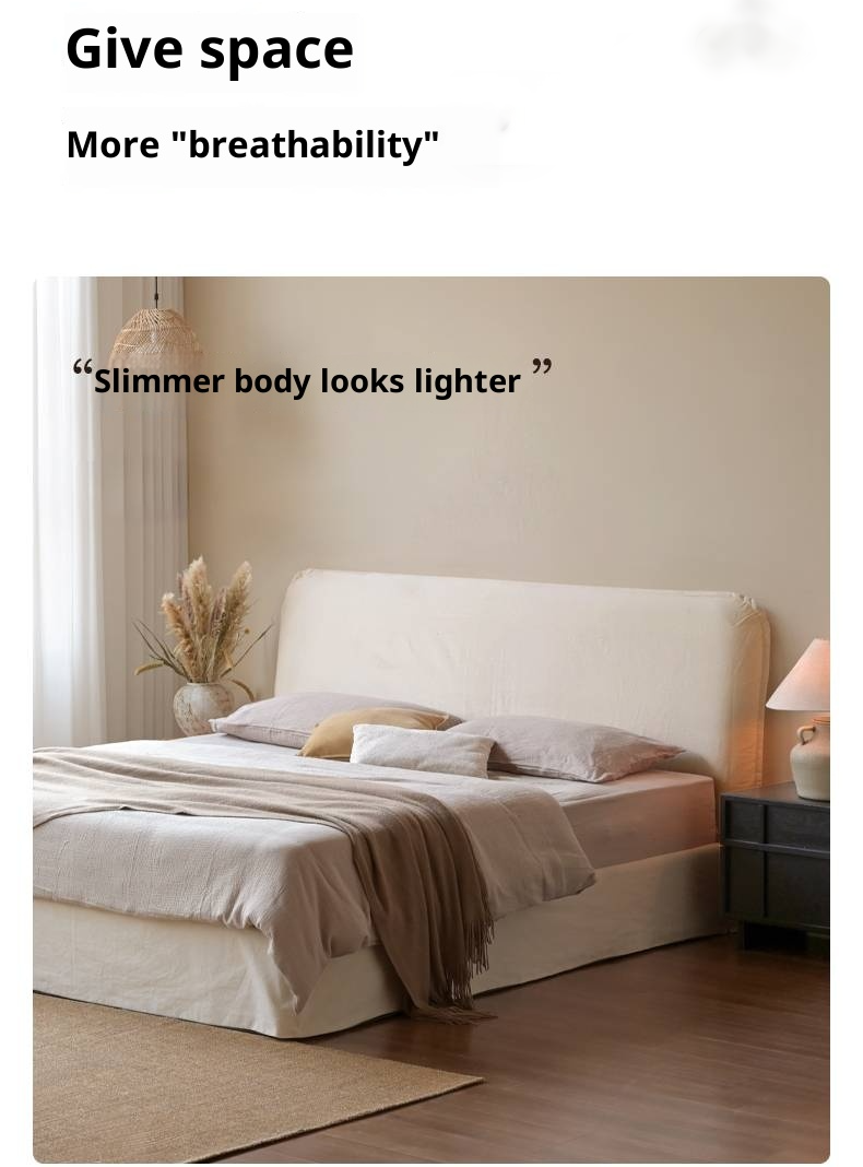 Fabric White Cotton Linen Edge Bed Wabi-sabi Style