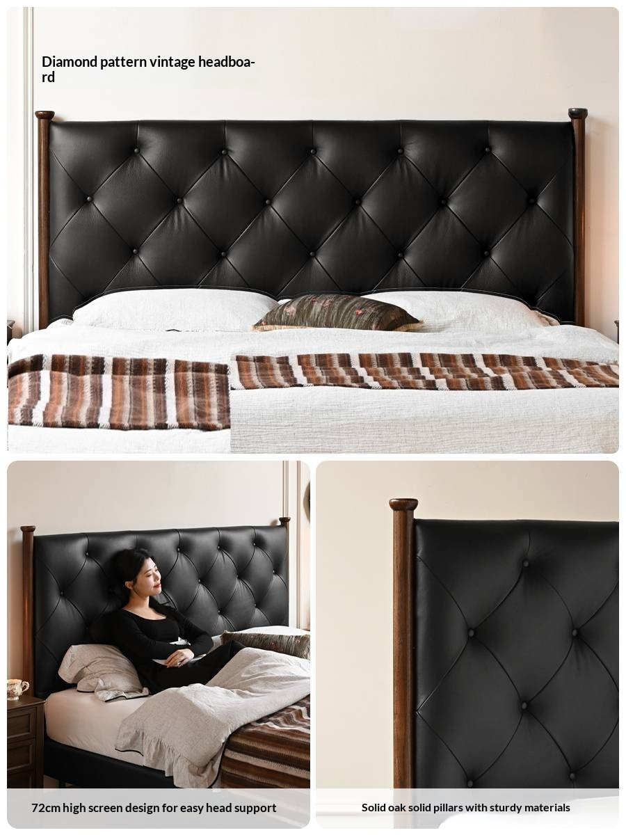 Genuine Leather Luxury Upholstered Bed American Style