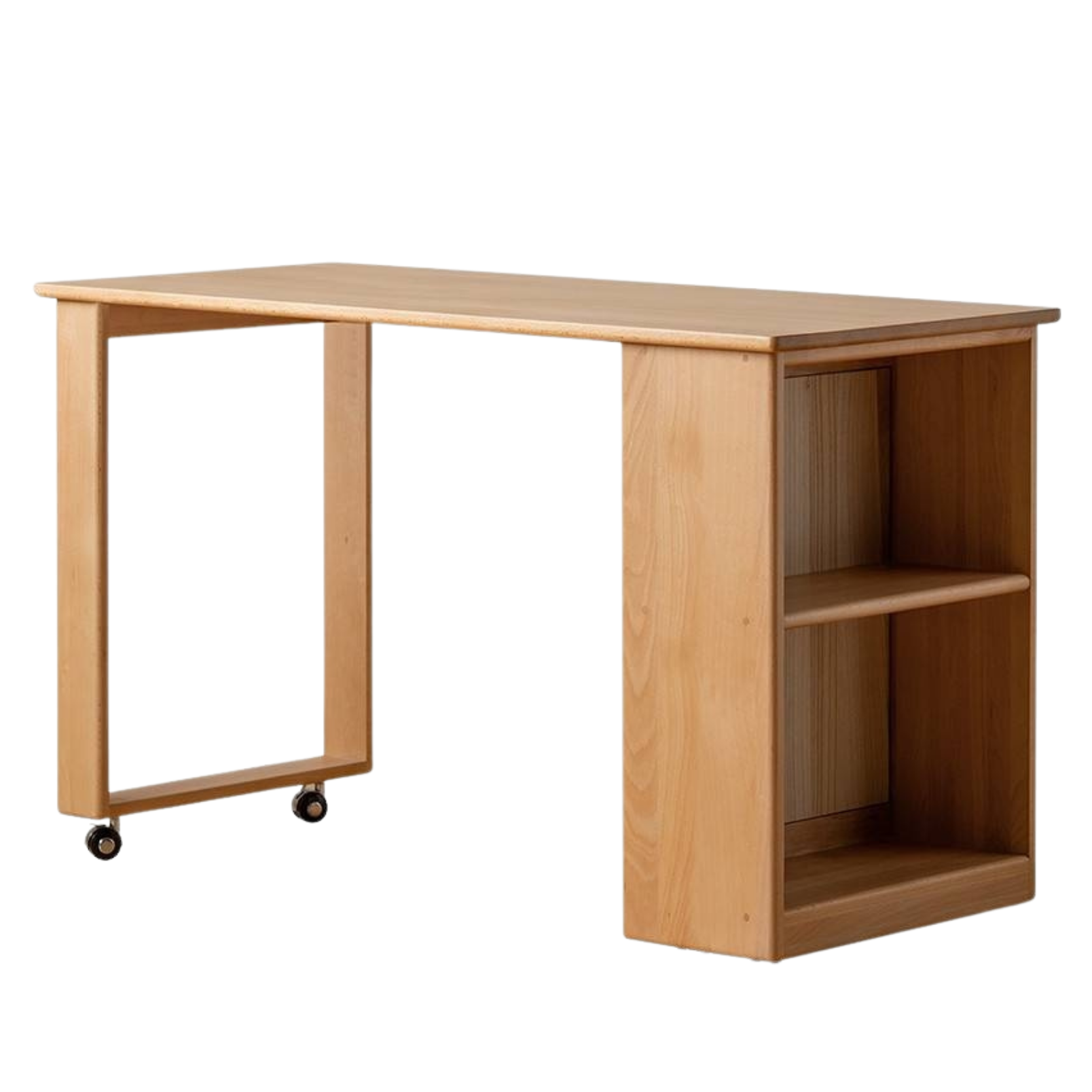 Beech, Solid Rubberwood Children's Desk with Pulleys Movable Storage