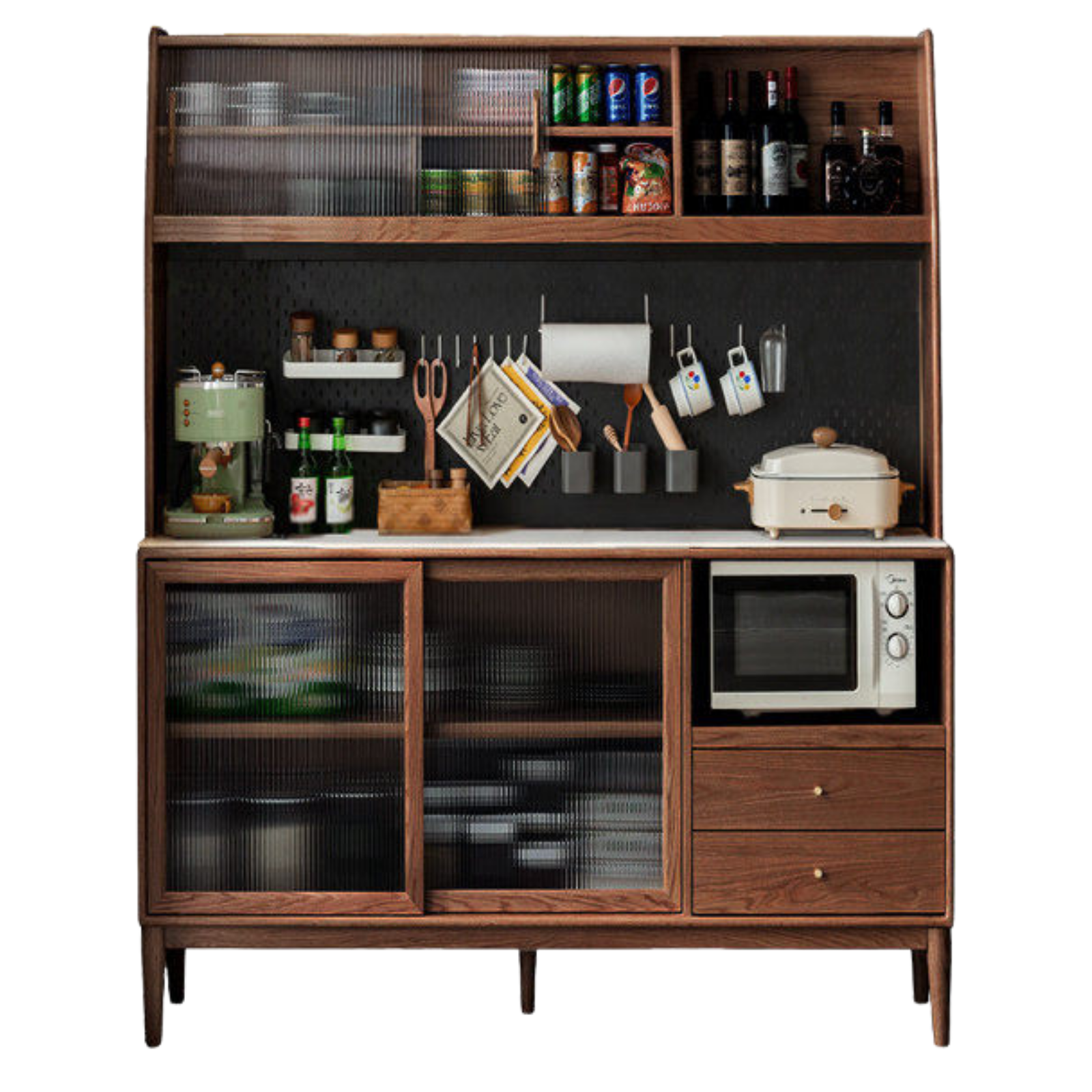 Ash Solid Wood Sideboard High Wine Cabinet Buffet