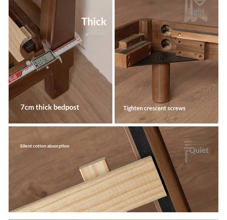 Black Walnut Solid Wood Bed — Modern Minimalist Large Slab Bed