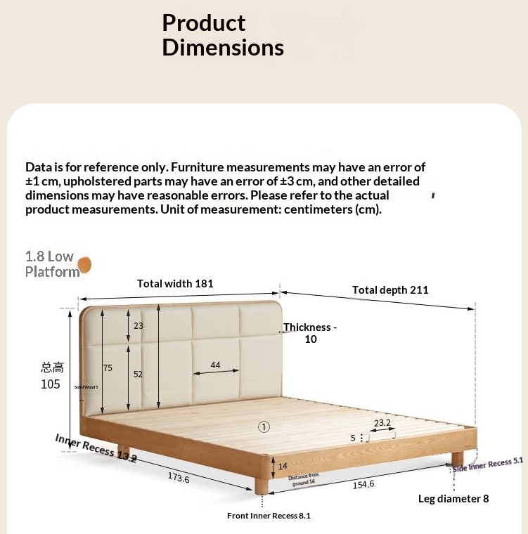 Ash Solid Wood Bed with Top Grain Cowhide Upholstery in Modern Minimalist Style
