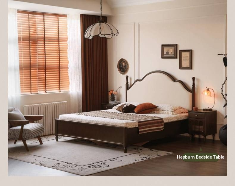 Poplar Solid Wood Box Bed — American Style Vintage with Soft Backrest