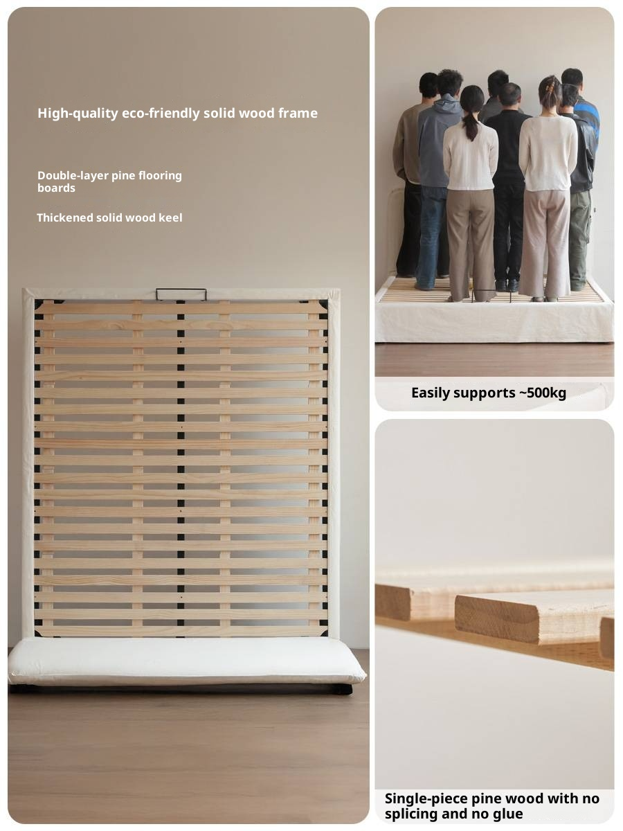 Fabric White Cotton Linen Edge Bed Wabi-sabi Style