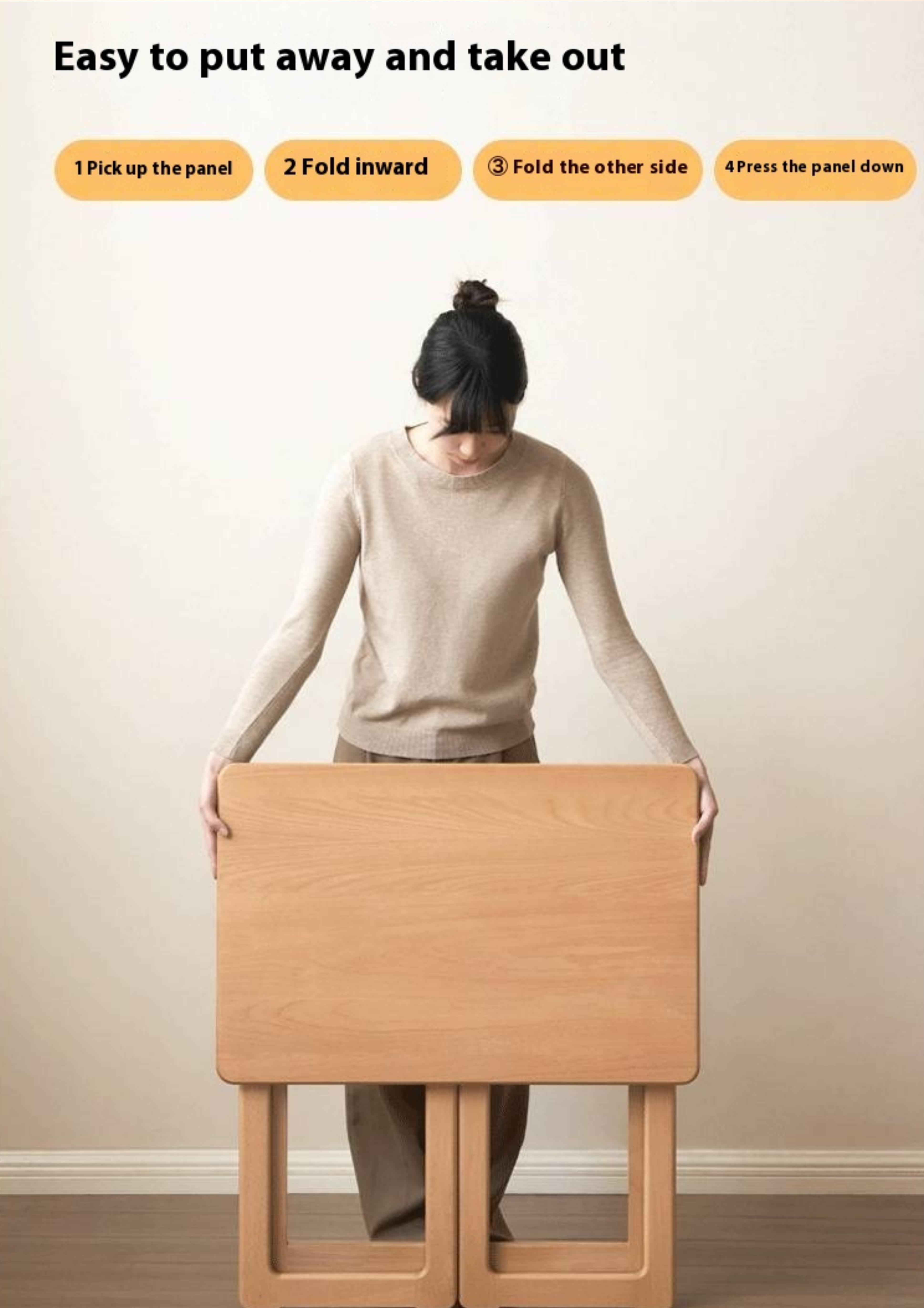 Beech Solid Wood Folding Study Table
