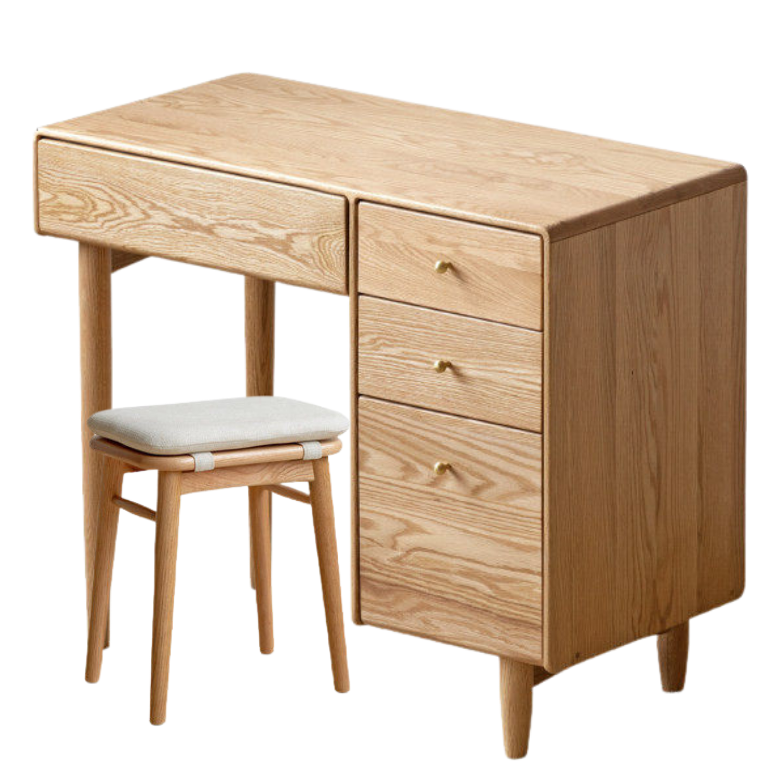 Oak Solid Wood Vanity Table Atmosphere With Lights.