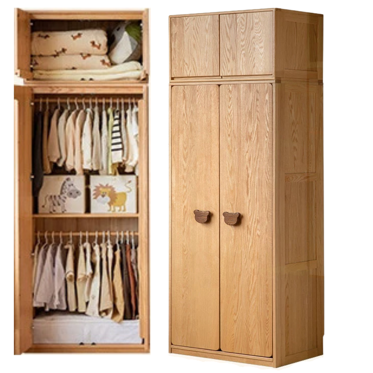 Oak Solid Wood Kids Wardrobe