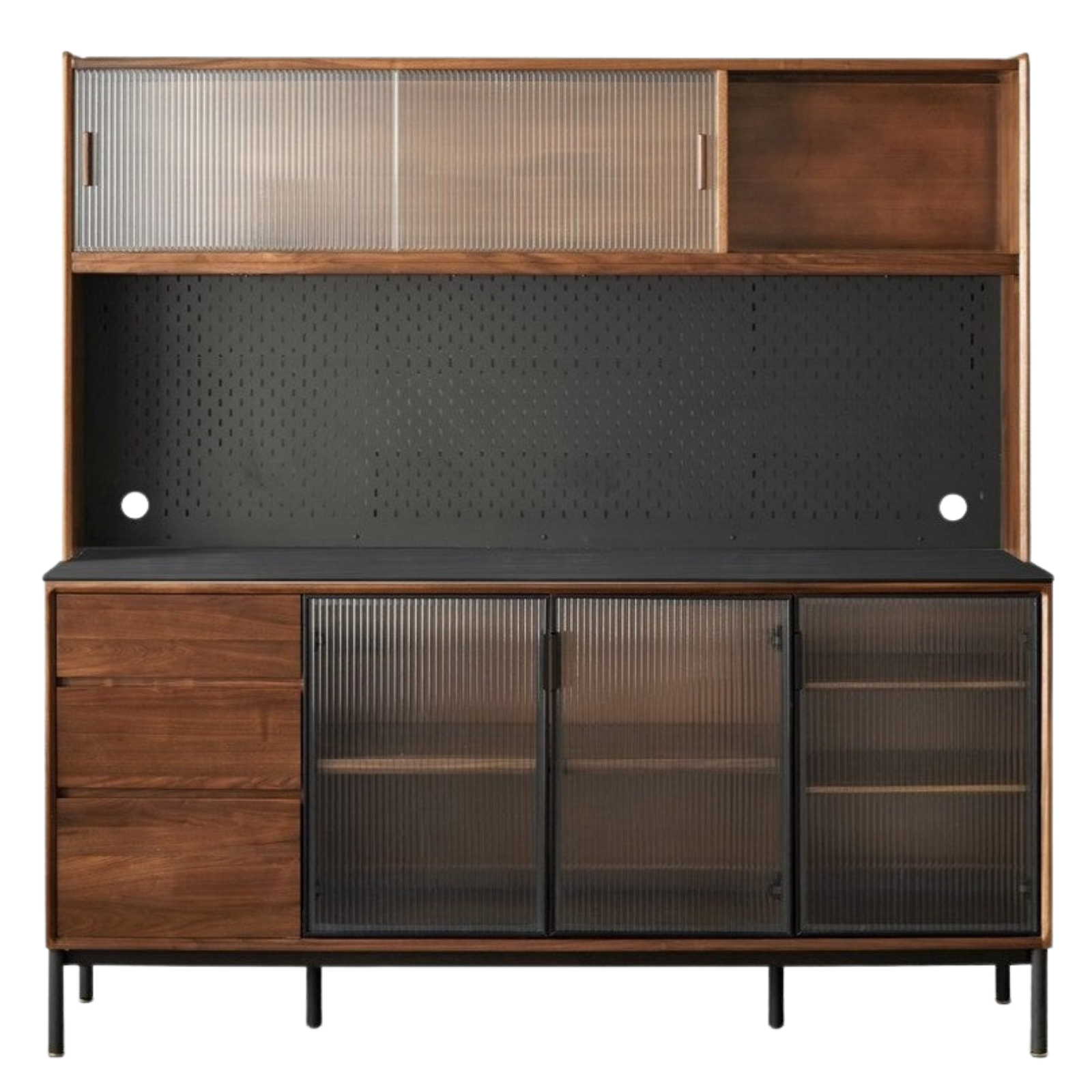 Black Walnut Solid Wood, Sandalwood Rock Sideboard Buffet Cabinet