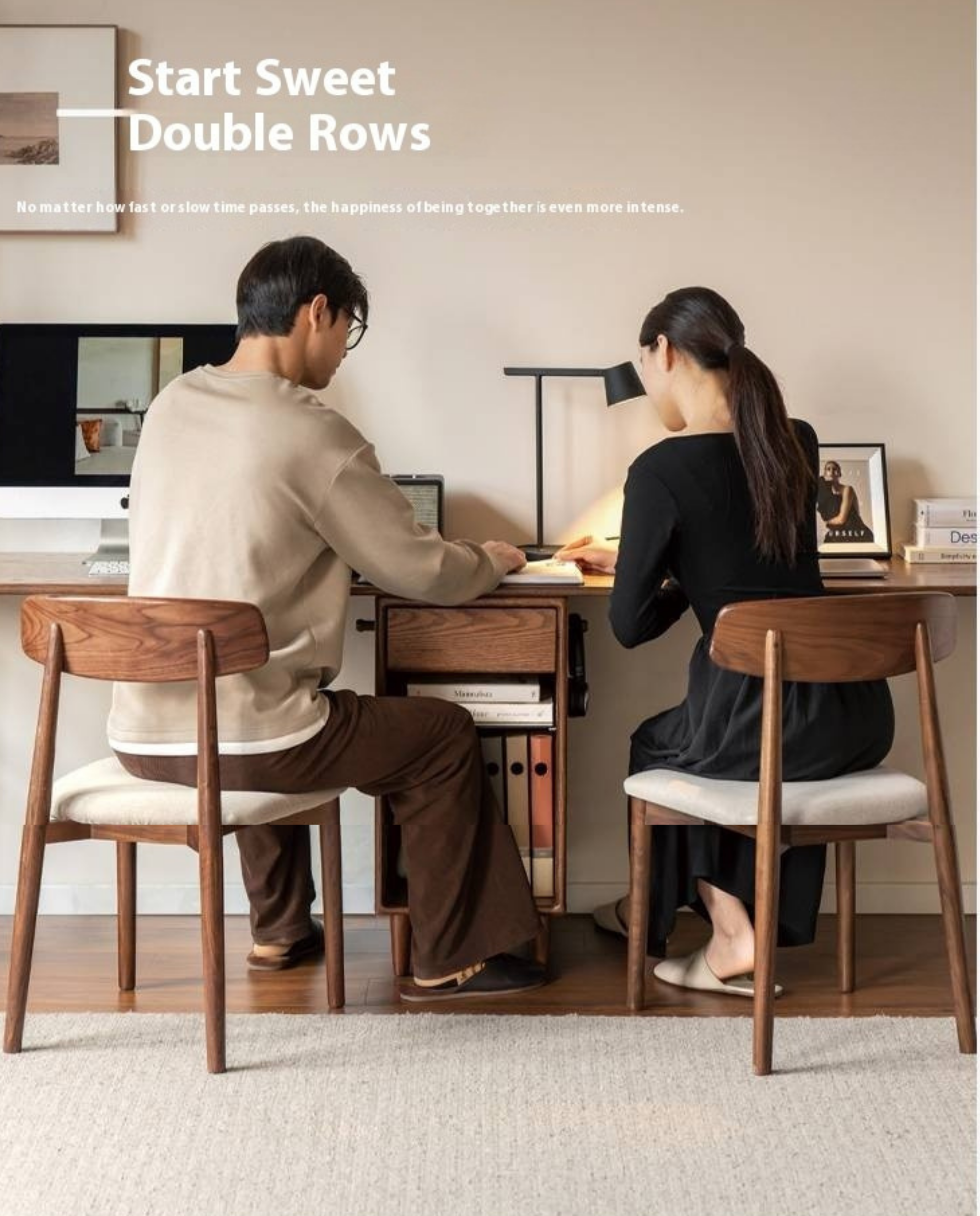 Oak Solid Wood Modern Double Computer