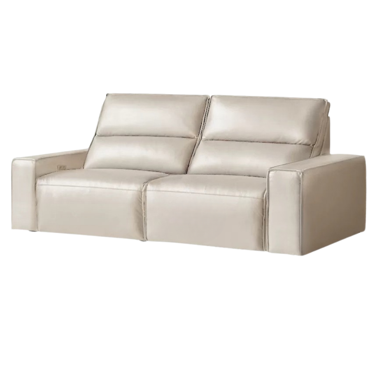 Genuine Leather Power Reclining Sofa with Adjustable Headrests and USB Charging