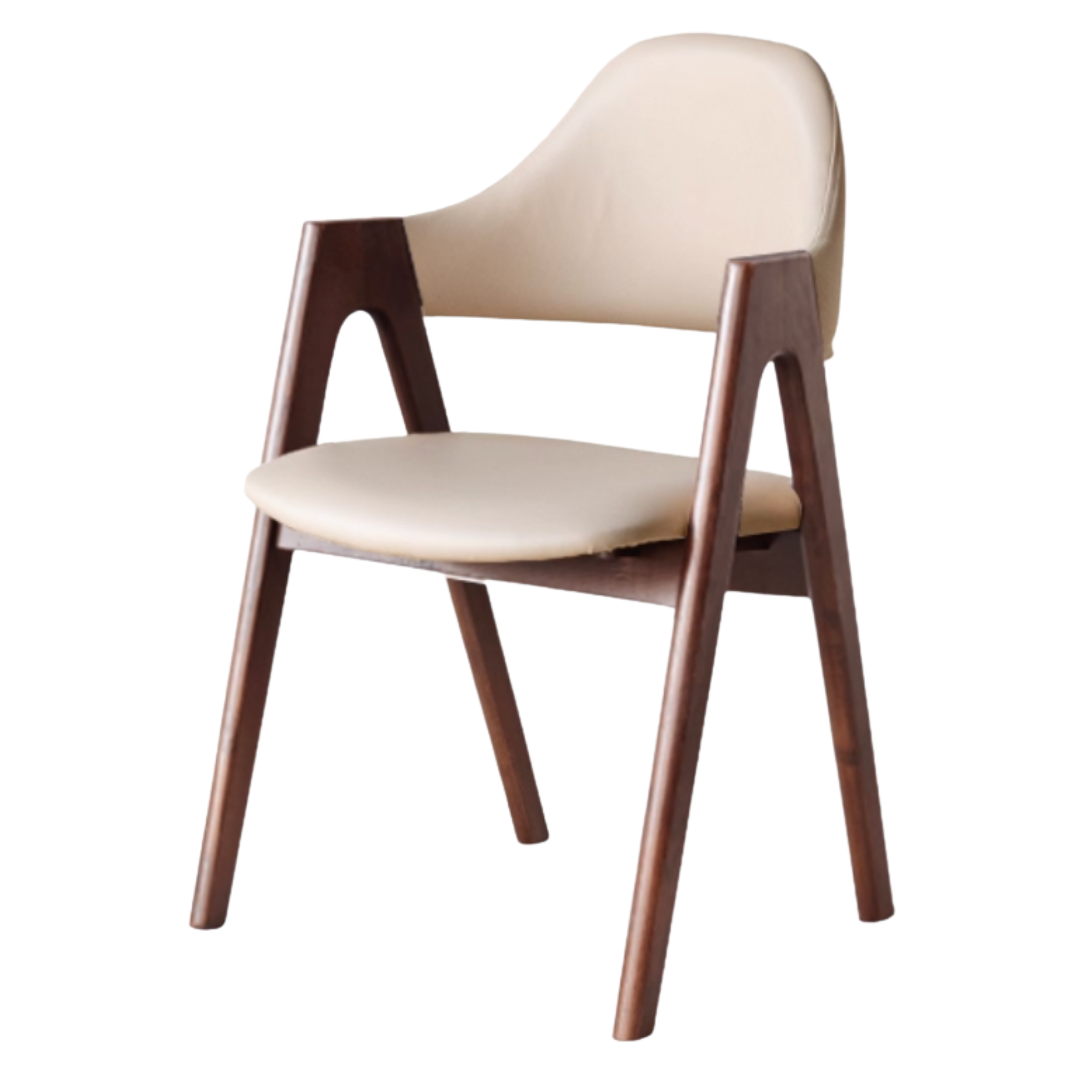Black Walnut, Rubberwood, Oak Solid Wood Organic Leather Armchair 4 pcs- USA