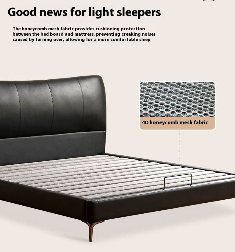 Genuine Leather Italian Light Luxury Bed