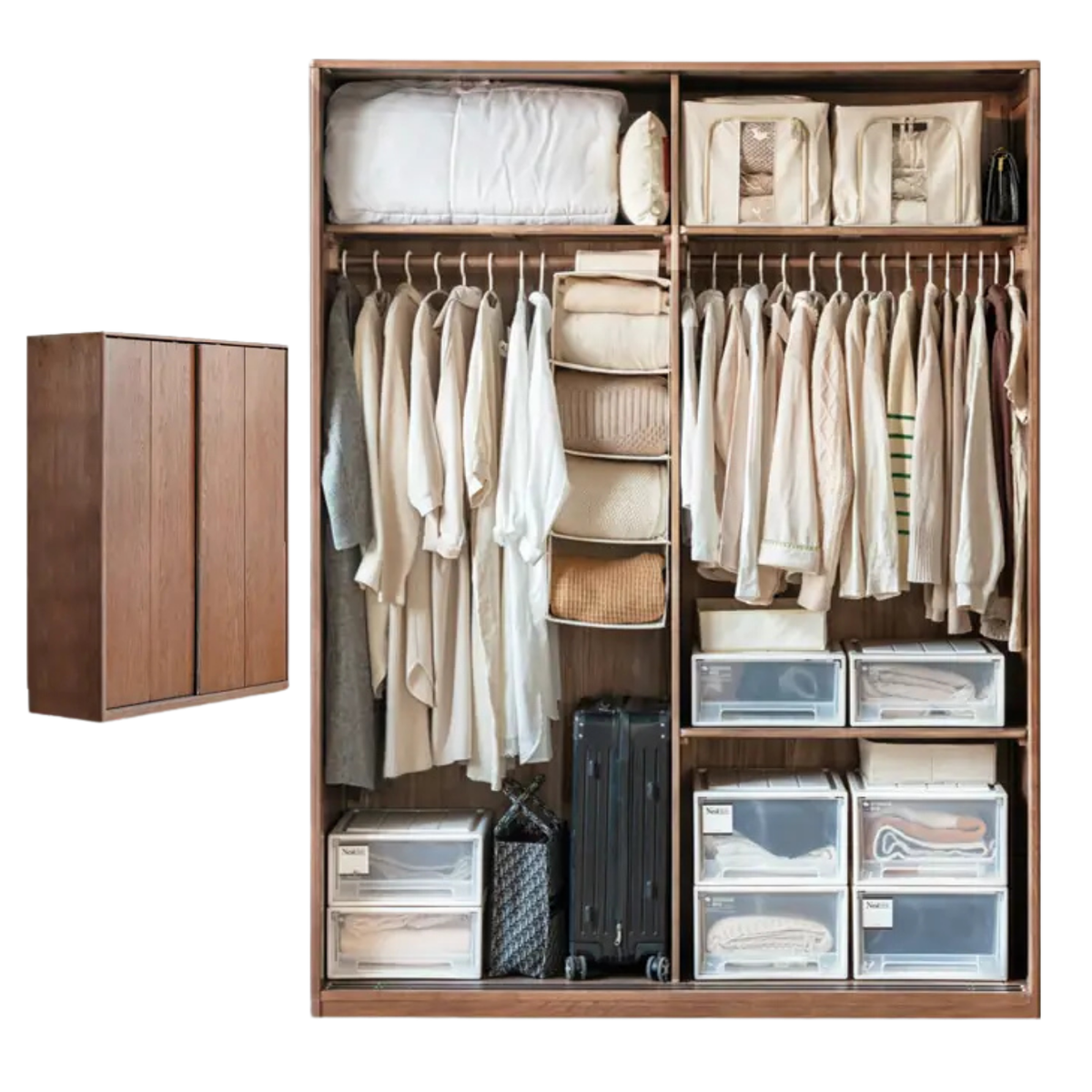 Oak Solid Wood, Solid RubberWood  Modern Style Wardrobe