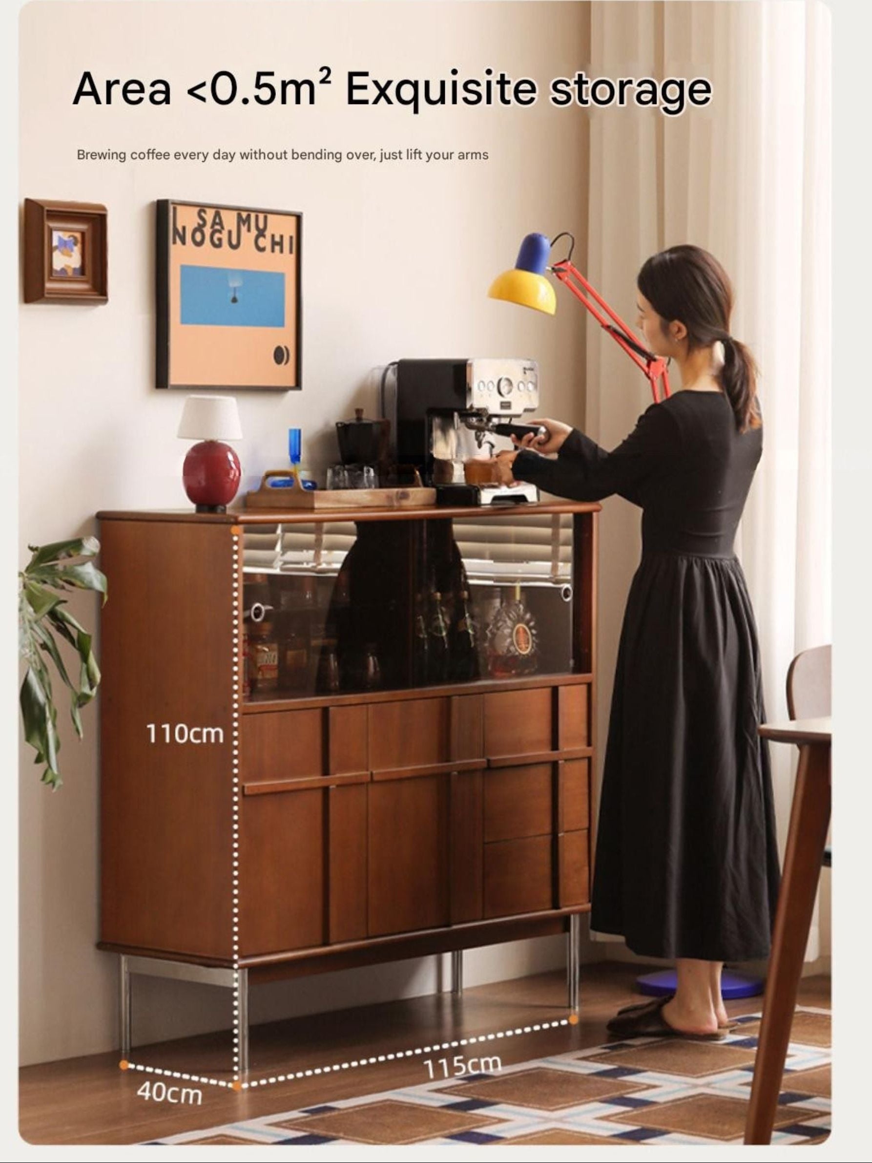 Poplar Solid Wood Medieval Style Side Cabinet.