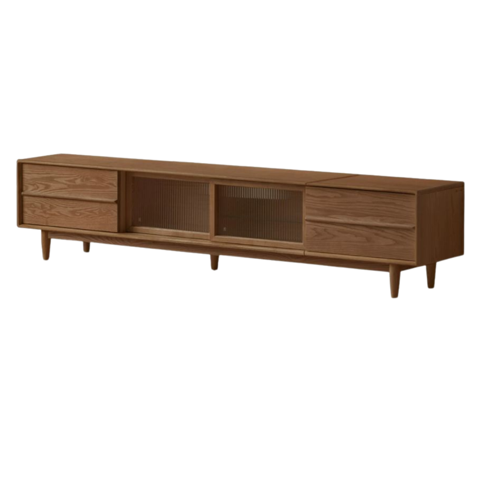 Black Walnut, Ash Solid Wood, Solid Longan Hardwood TV Cabinet with Sliding Door Storage