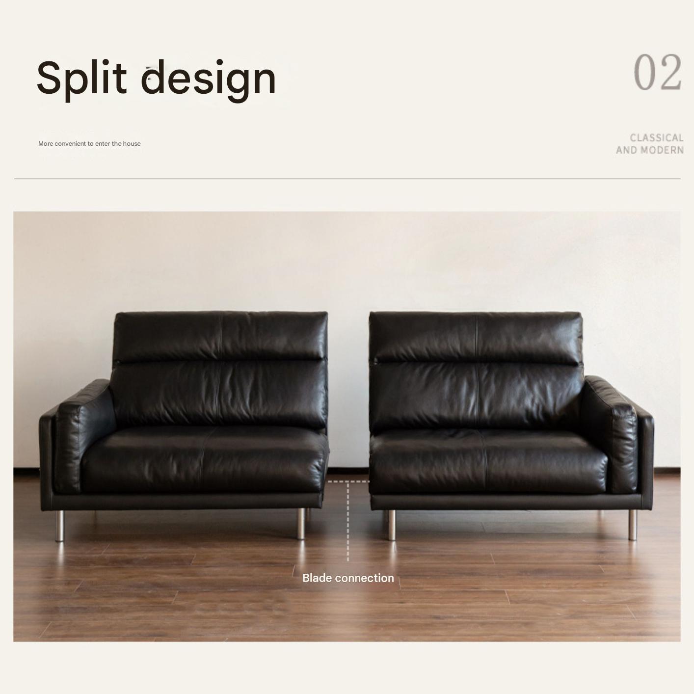 Italian Luxury Leather Sofa  High-Back
