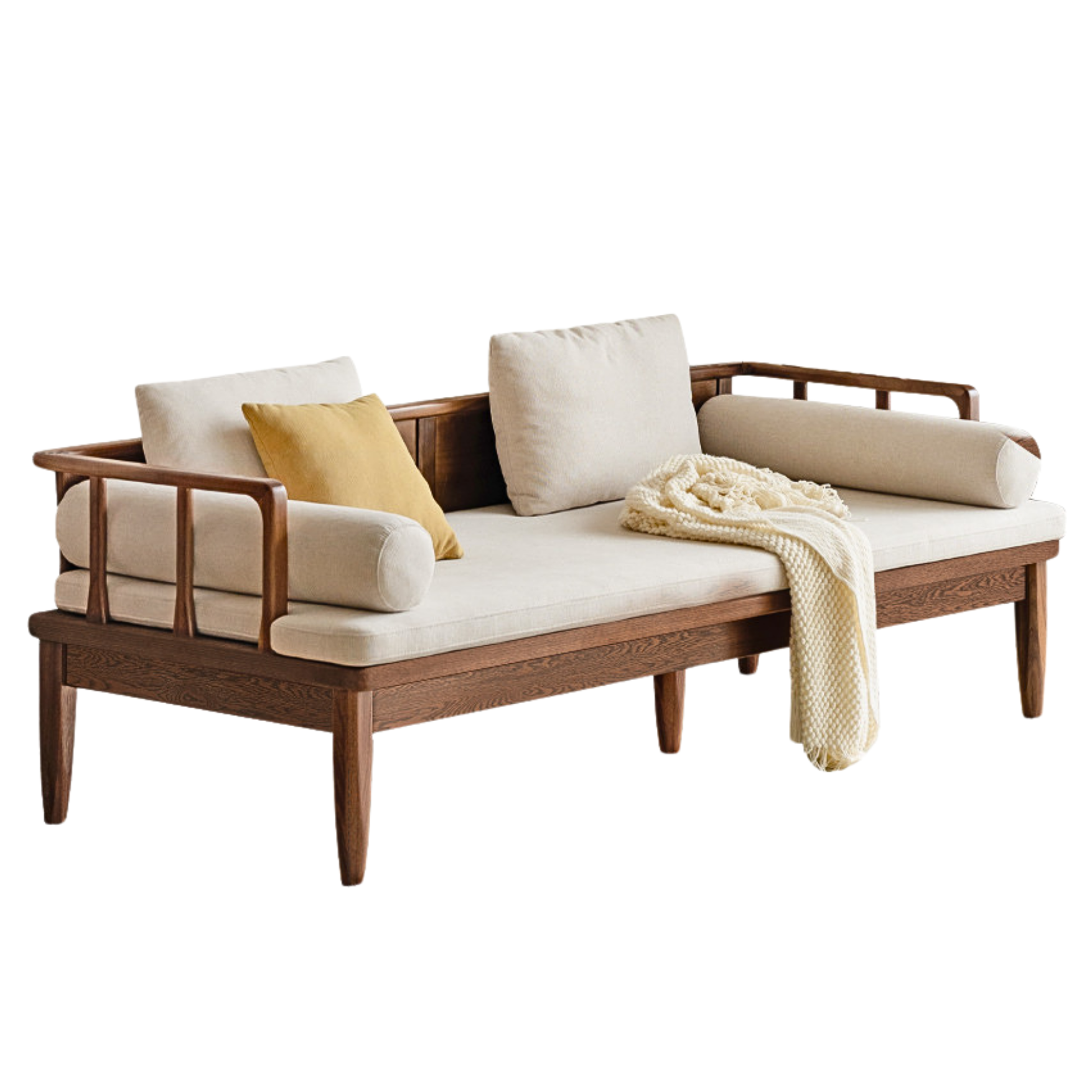 Black walnut solid wood winter and summer dual-use sofa)