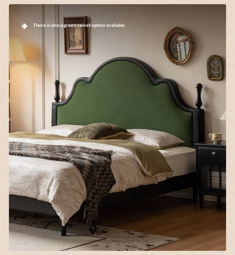 Eco-Friendly Cloud Leather Bed — French Retro Style Upholstered Fabric Bed