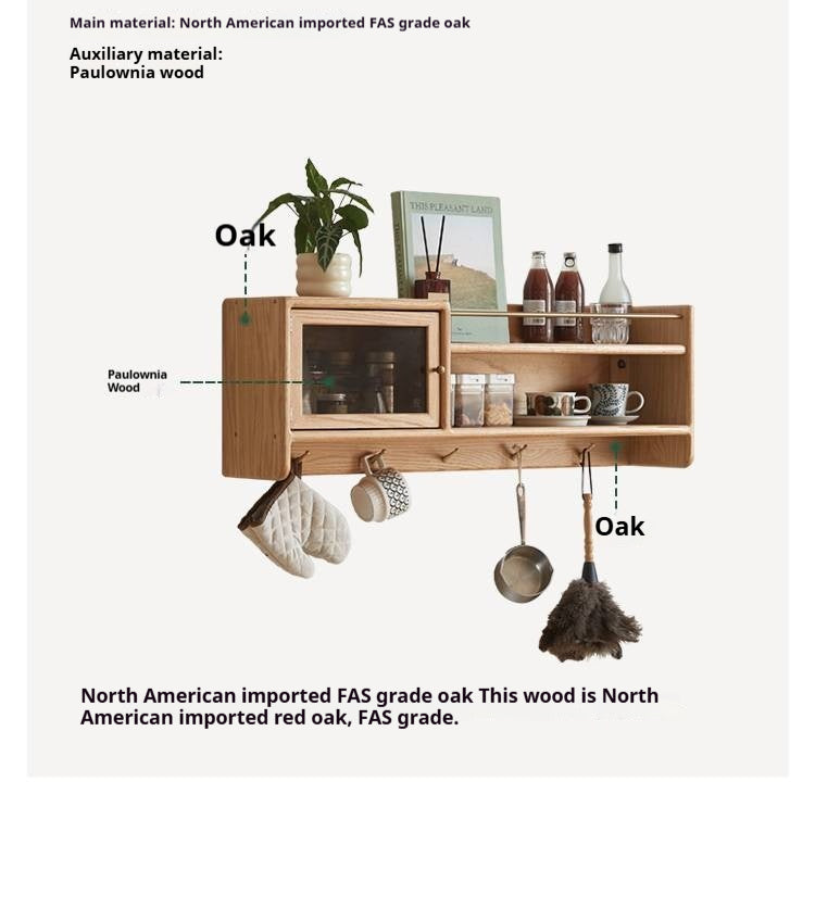 Oak Solid Wood Wall-Mounted Modern Cabinet