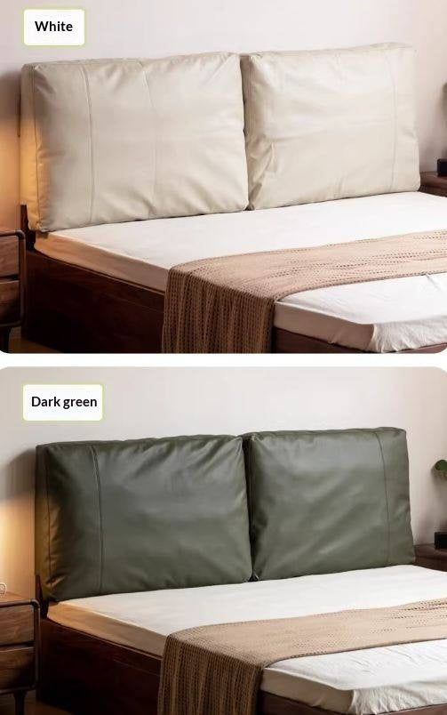 Soft Leather Headboard with Large Cushioned Backrest