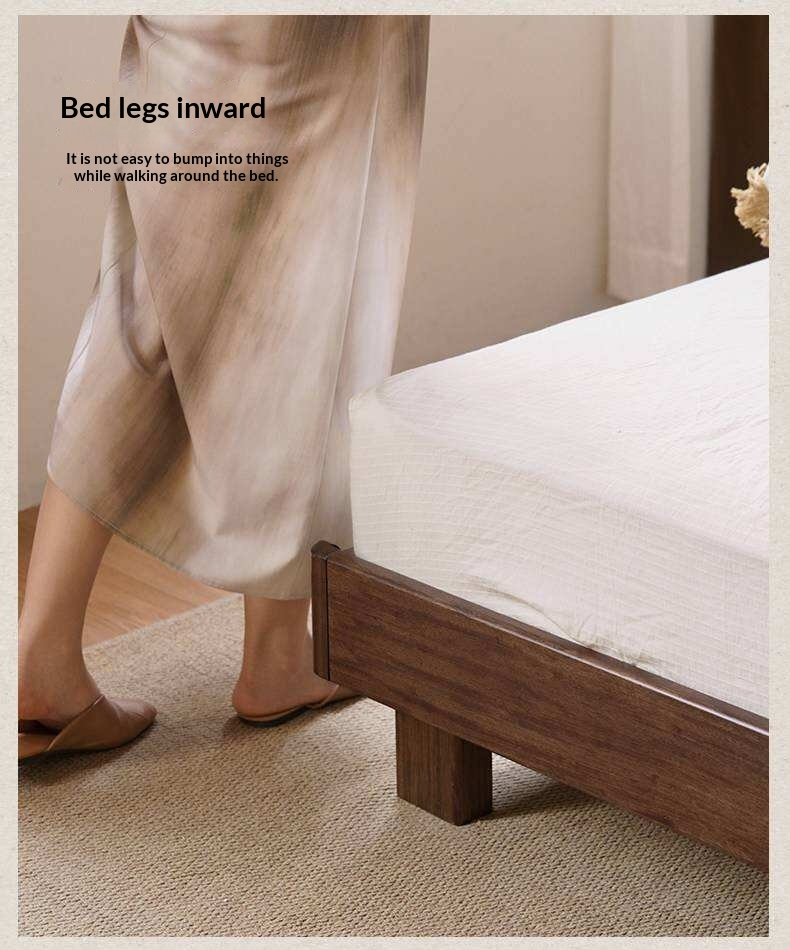 Ebony Solid Wood Bed with Vertical Fluted Panel Headboard and Block Legs