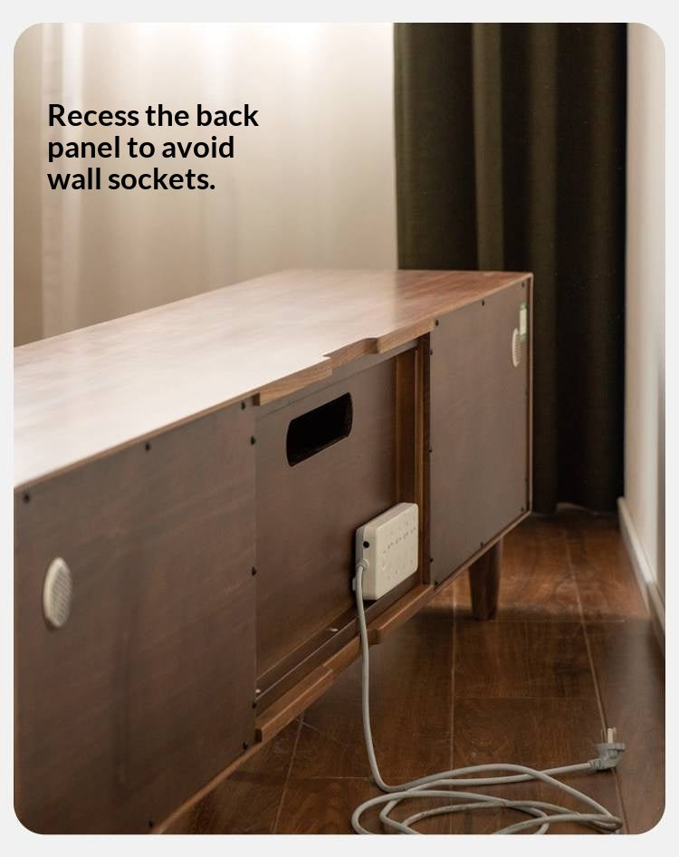 Black Walnut Solid Wood Modern TV Cabinet Locker Integrated.