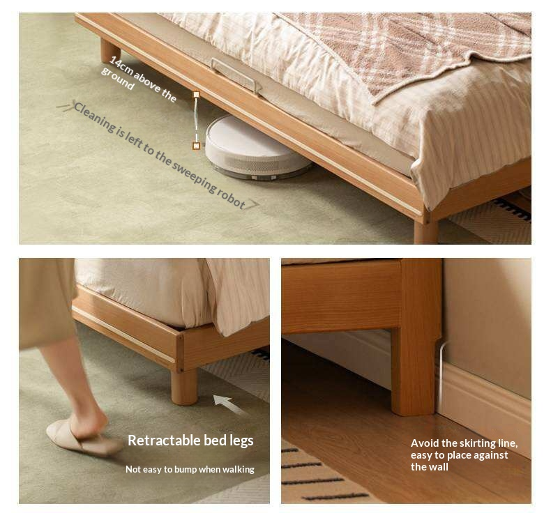 Beech Solid Wood Modern Simple Large Double Edge Bed
