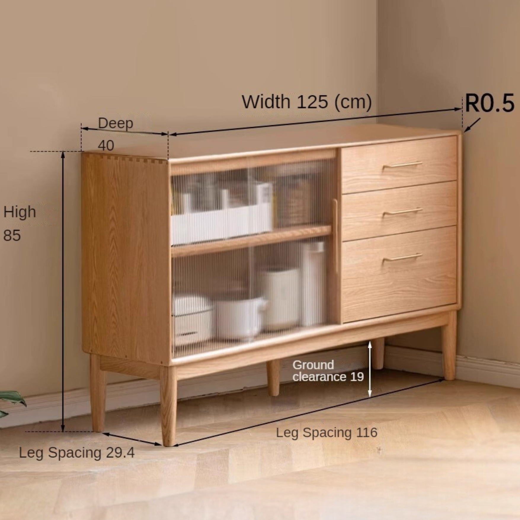 Oak Solid Wood Modern Multifunctional Sideboard,