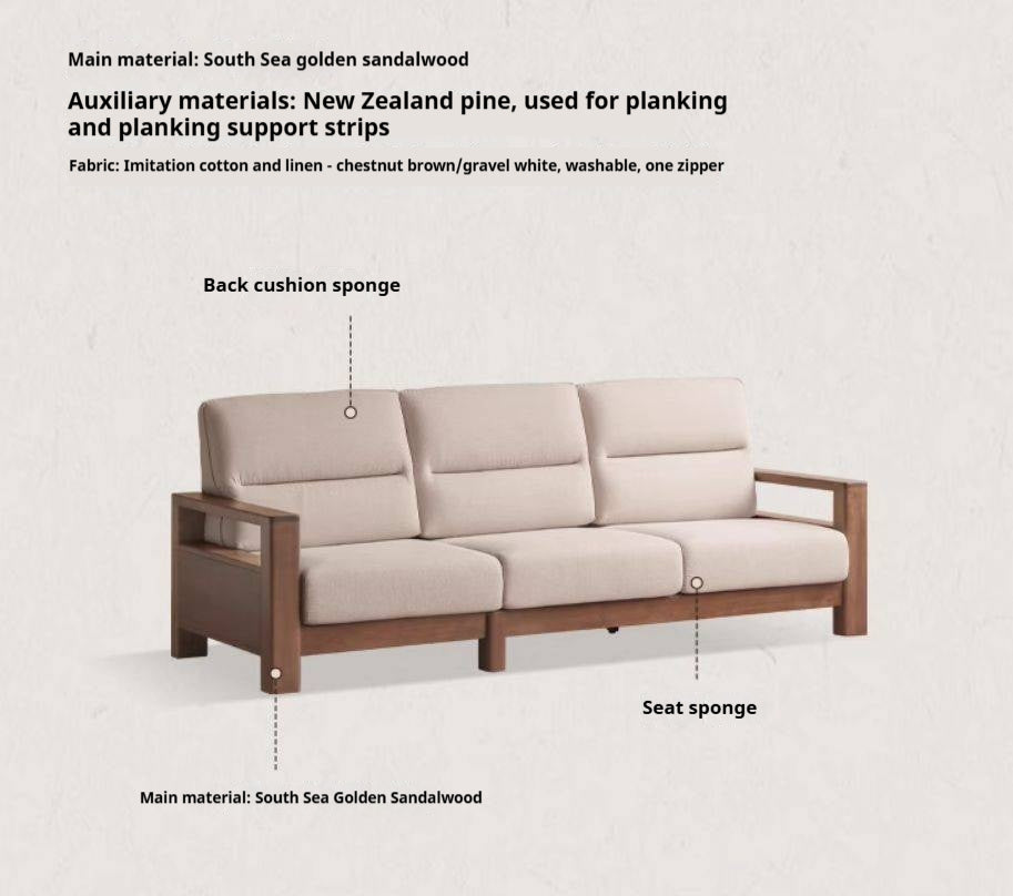 Sandalwood Solid Wood Fabric Sofa