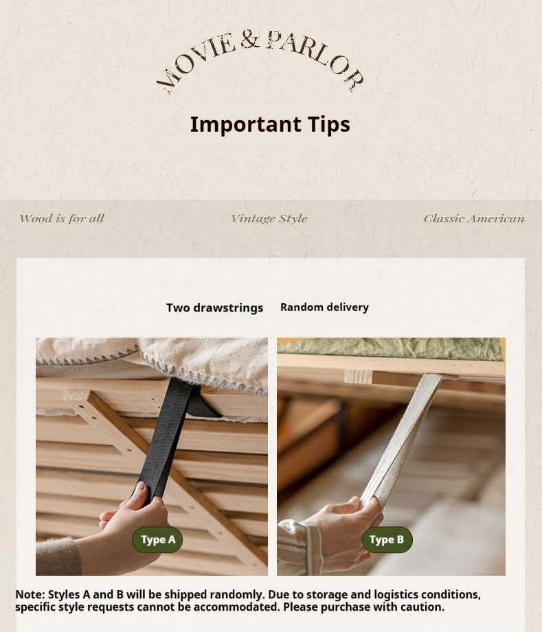 Poplar Solid Wood Box Bed — American Retro Vintage Style Off-the-Ground Box Bed