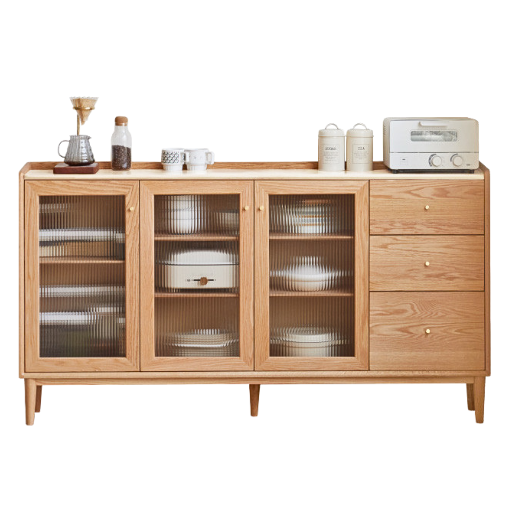 Oak, Black walnut, Cherry solid wood ultra-thin sideboard Sliding Door: