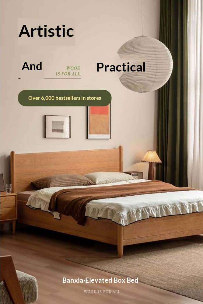 Cherry Wood, Black Walnut Solid Wood Box Bed