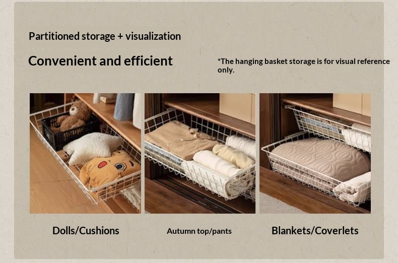 Black Walnut Solid Wood Wardrobe French Retro Style