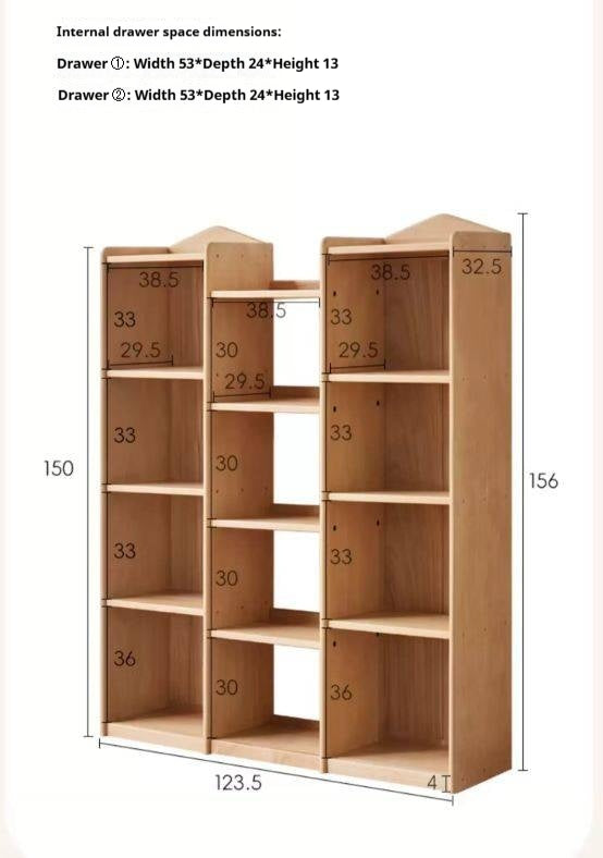 Beech Solid Wood Combination Bookcase
