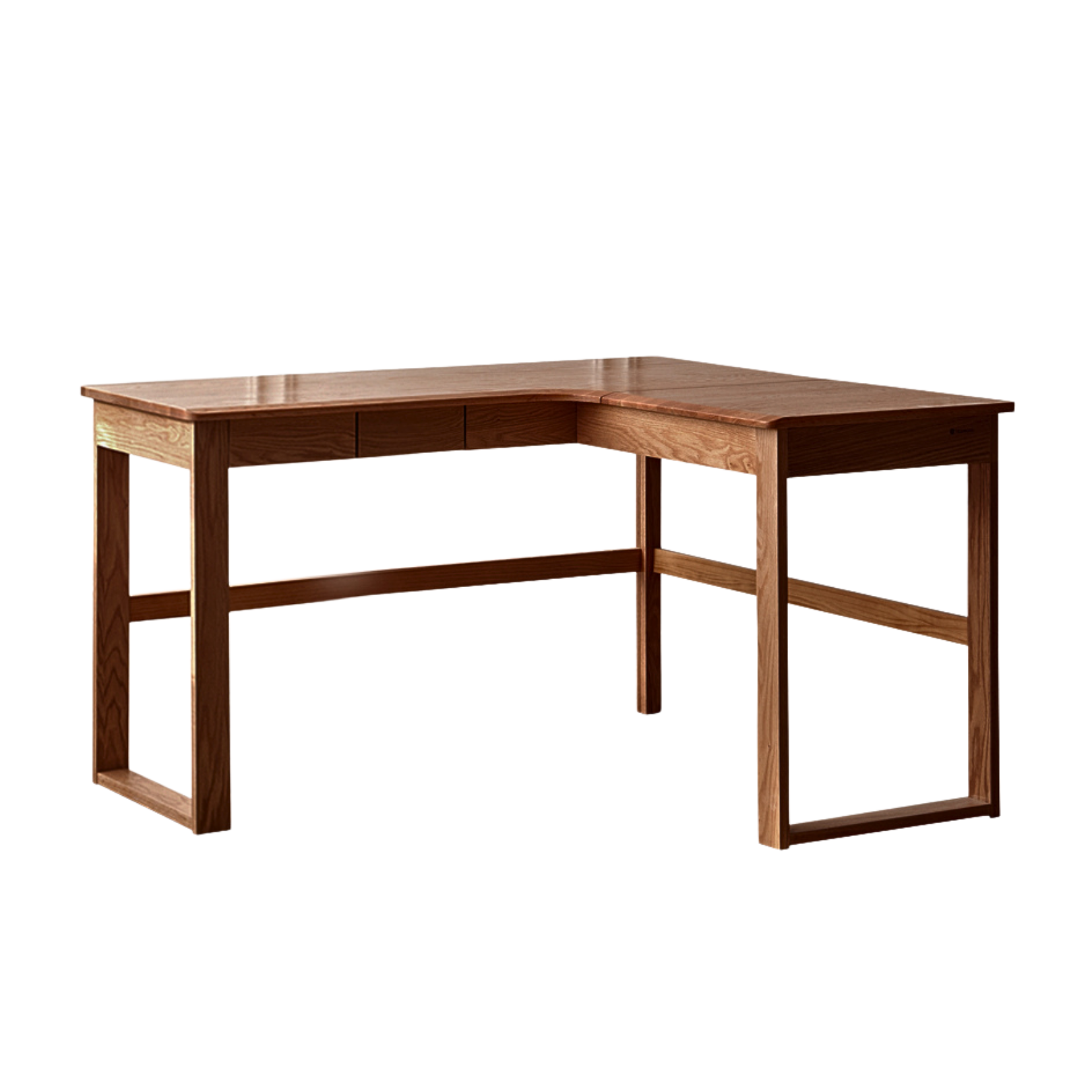 Oak Solid Wood L-shaped Corner Office Desk