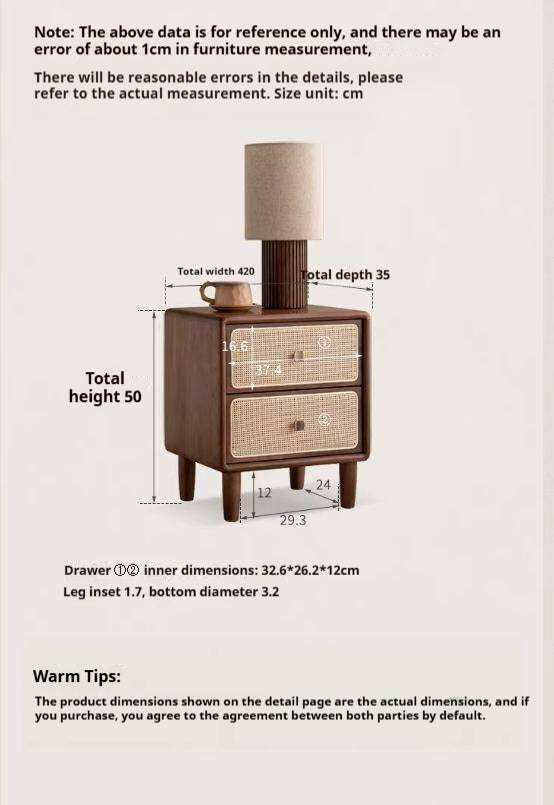 Black Walnut, Beech Solid Wood Nightstand.