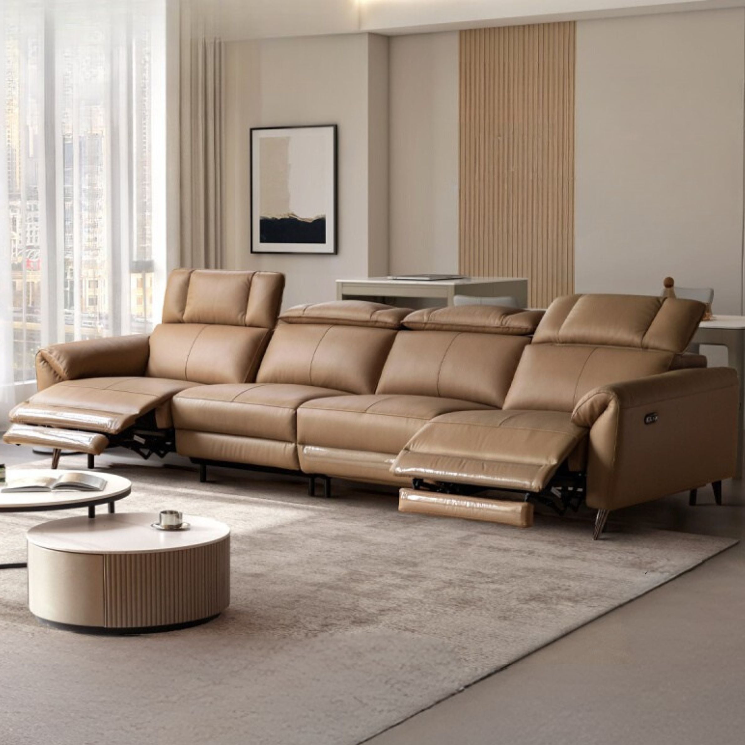 Electric Sofa Genuine Leather zero wall italian light luxury