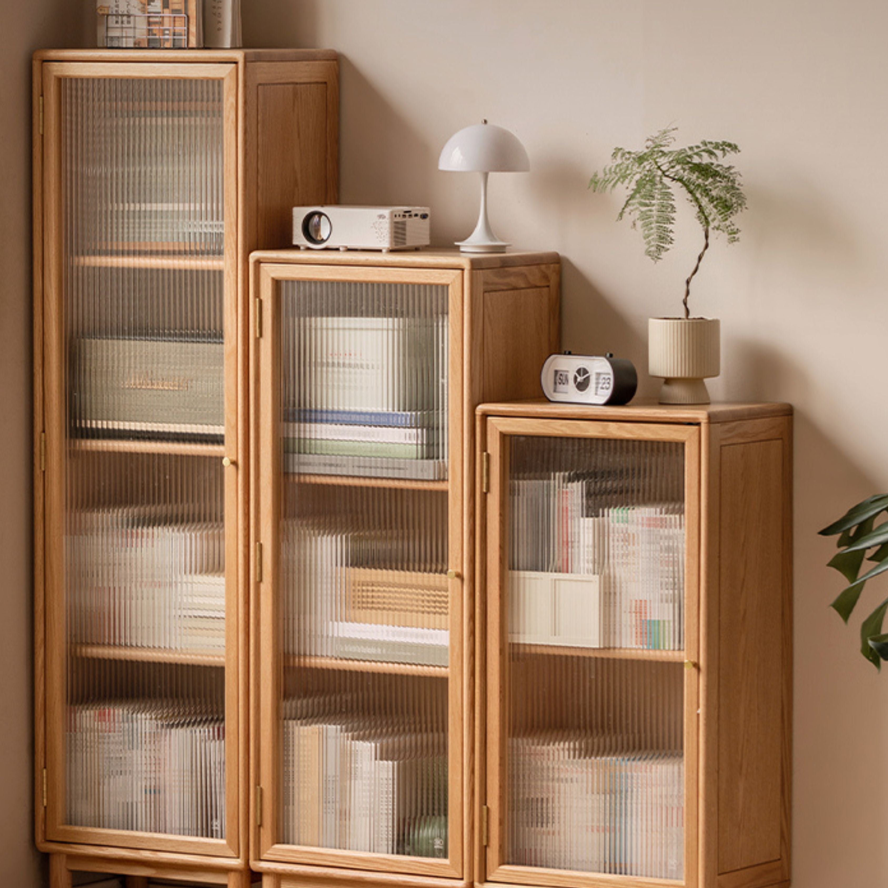 Oak Solid Wood Side Cabinet, Small Bookcase