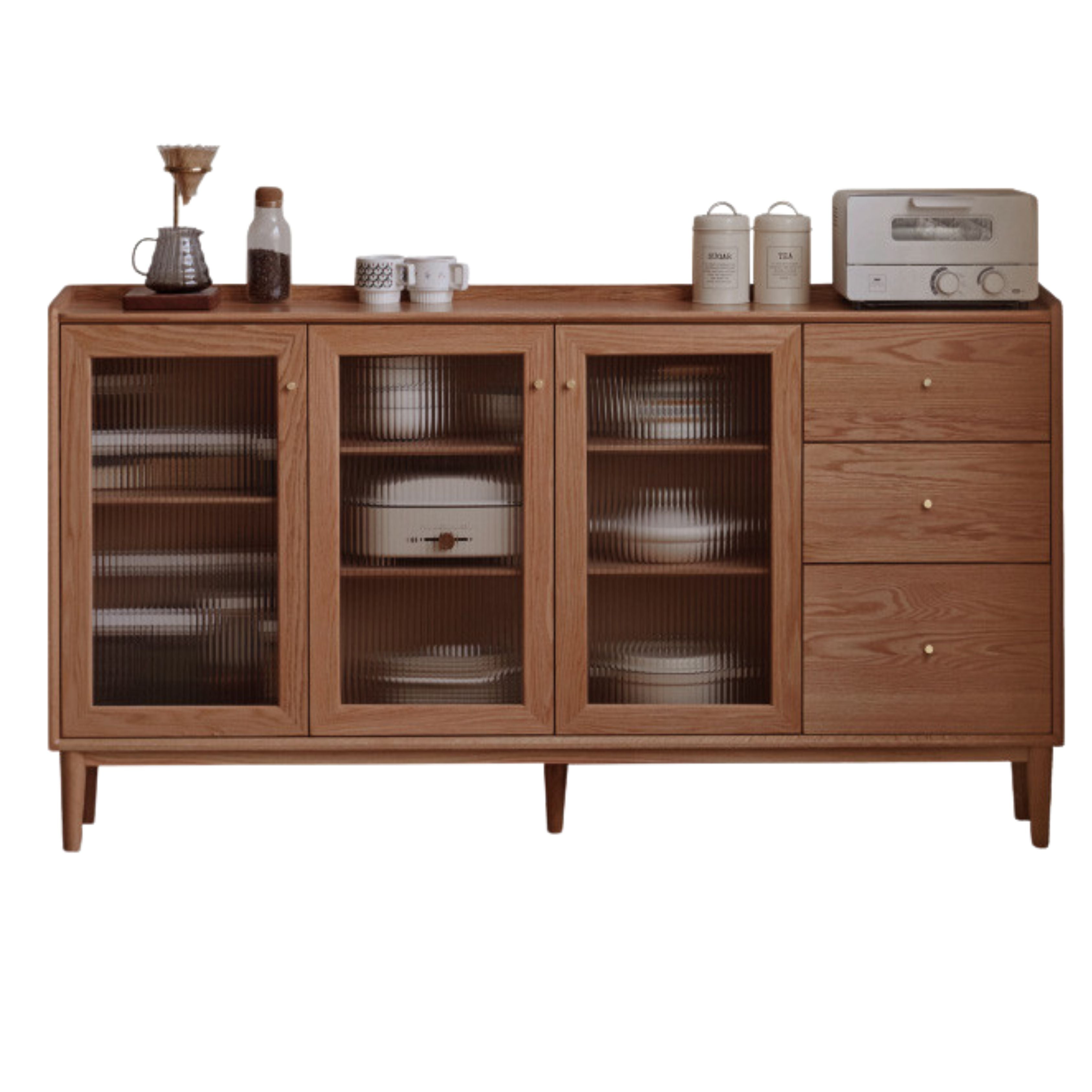 Black Walnut, Oak Solid Wood Glass Modern Simple Sideboard