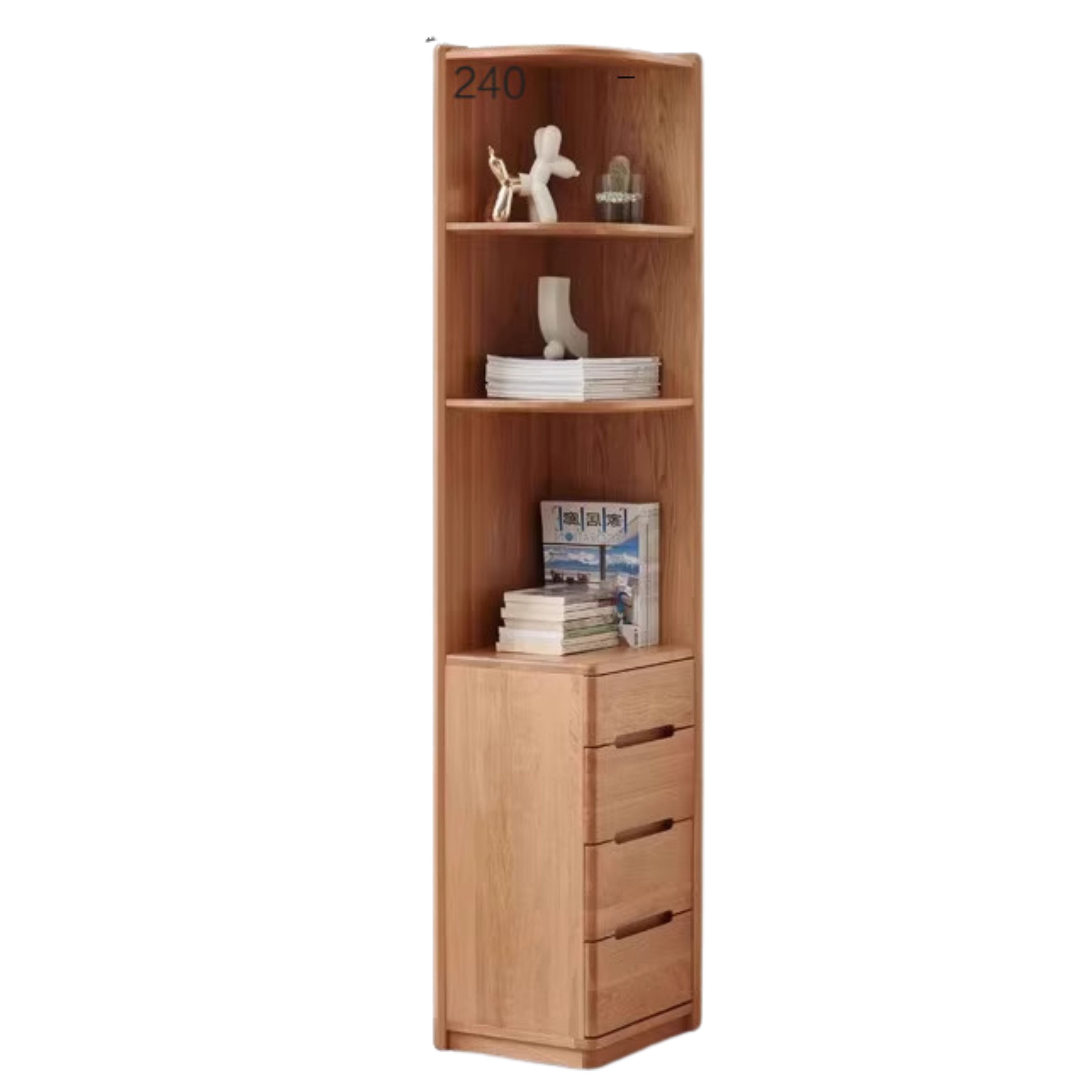 Oak Solid Wood Bookcase Free Combination Floor-to-ceiling Bookshelf