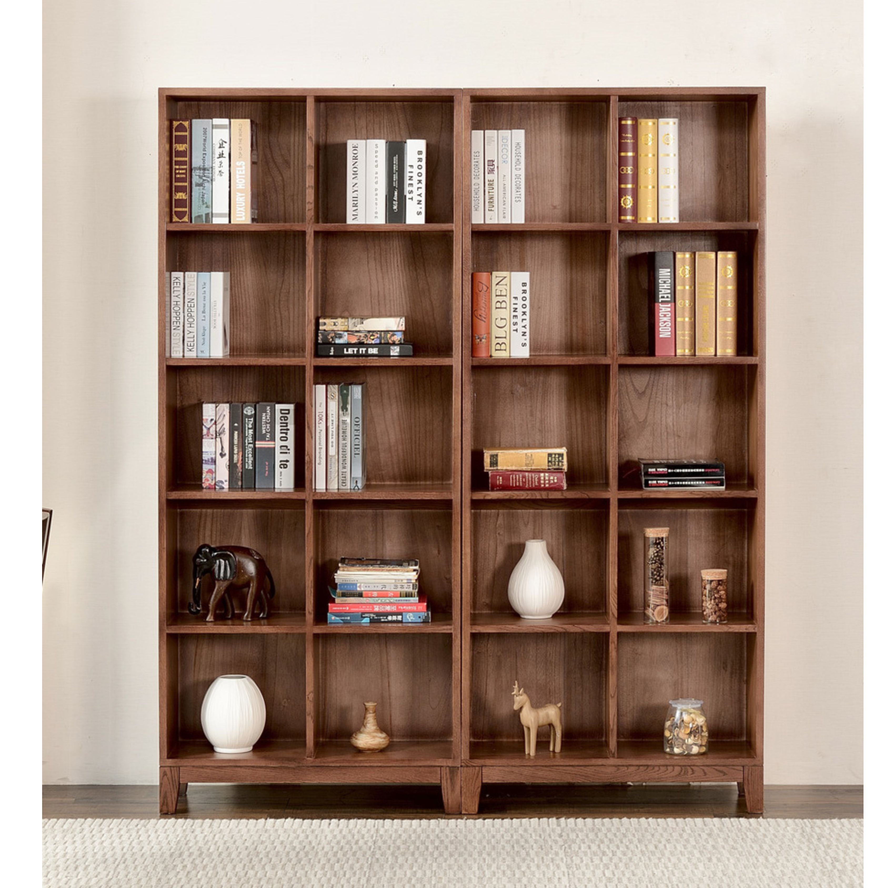 Oak Solid Wood Bookcase Free Combination Grid Bookcase