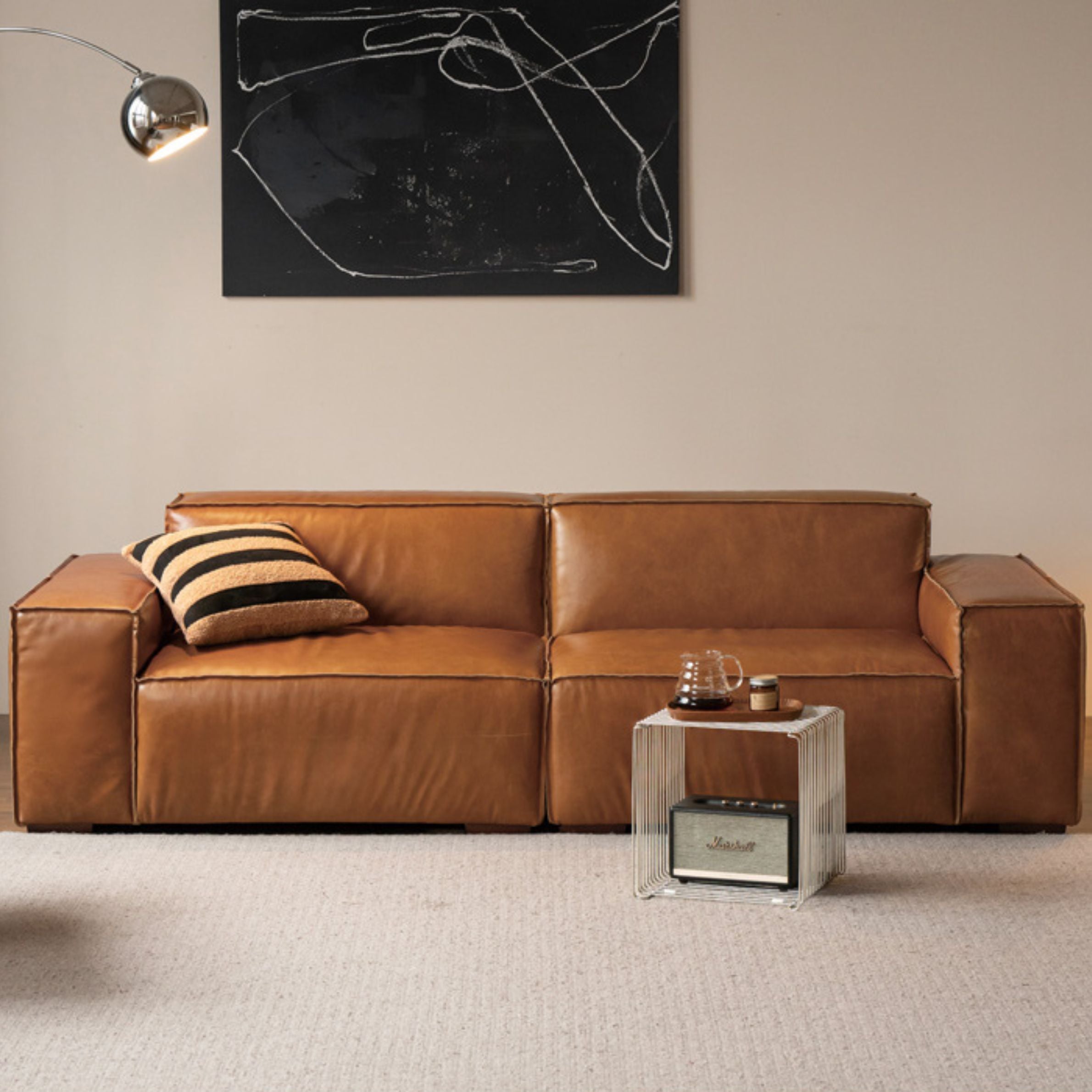 Full Leather Tofu Sofa first layer cowhide