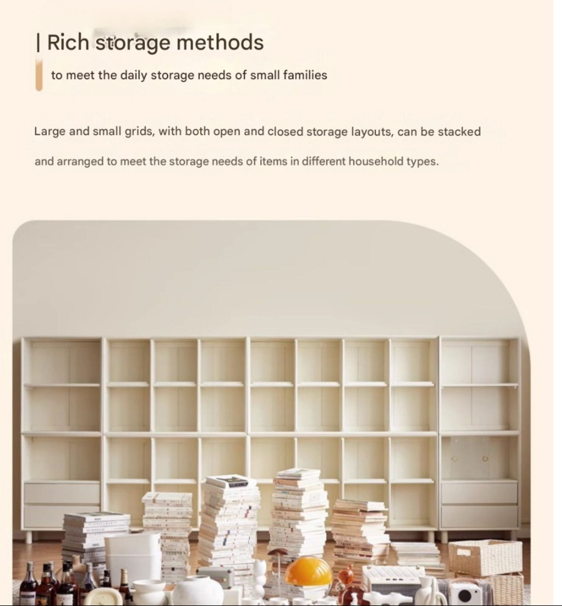 Solid Rubberwood Cream Style Bookcase.
