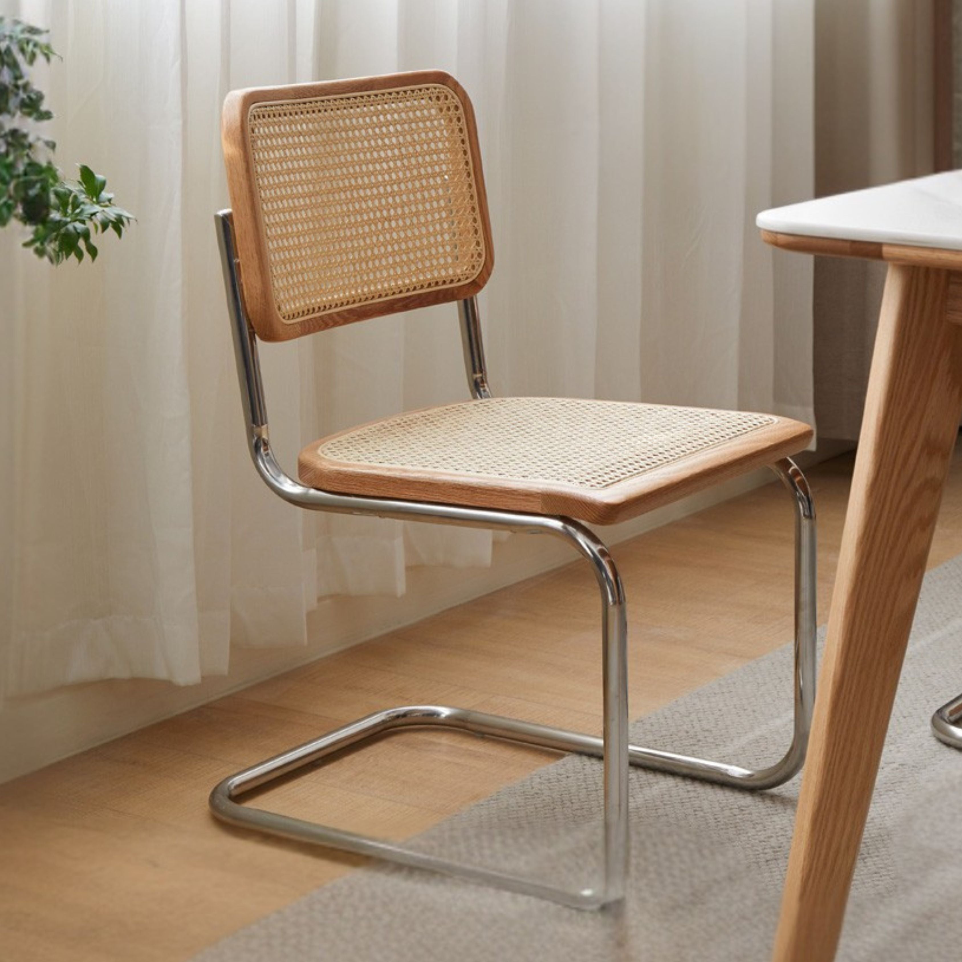 Oak solid wood Rattan Suspended Chair Set of 4
