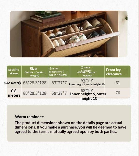 Oak Solid Wood Slim Entryway Shoe Cabinet with Rattan Flip-Down Doors