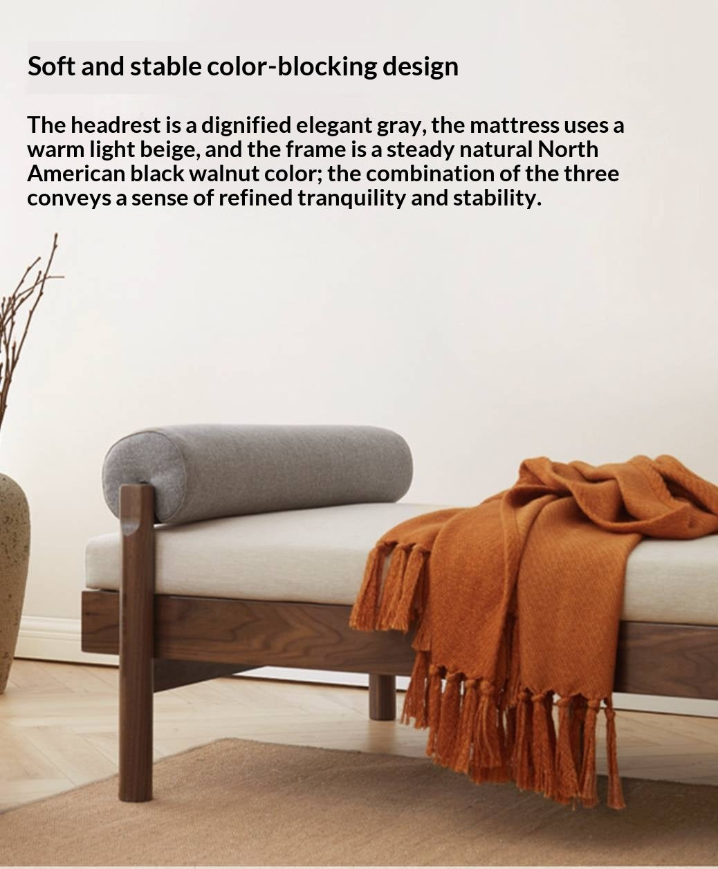 North american black walnut, Ash Solid Wood Single Sleeper Chaise Sofa Bed